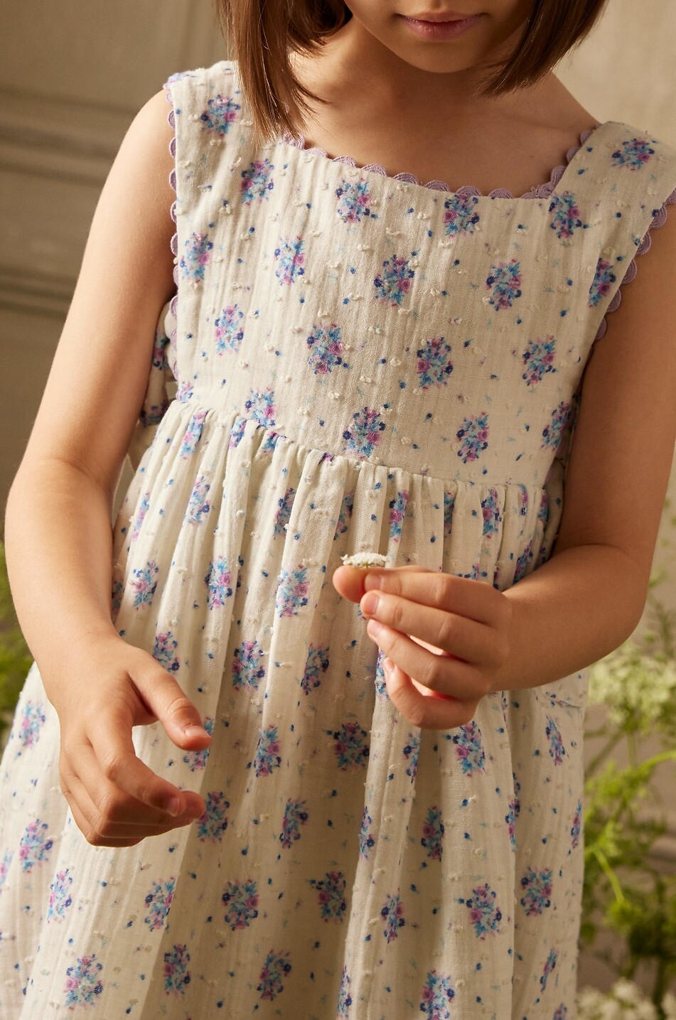 LOUISE MISHA Kurzes Kleid aus bestickter Baumwolle mit Blumenmuster für Mädchen Aloisa Mädchen Hellbeige 5