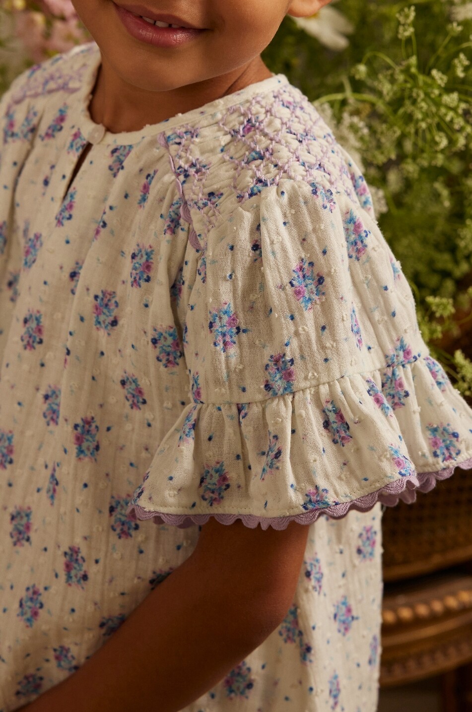 LOUISE MISHA Feliza embroidered floral cotton gauze girl's blouse Girl Light beige 4