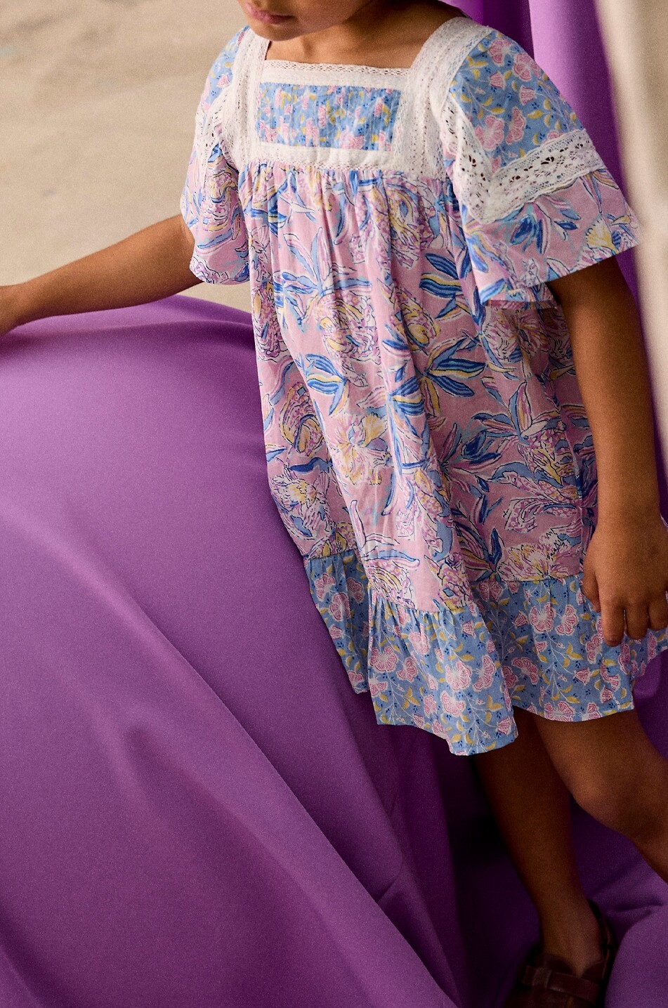LOUISE MISHA Robe fleurie à manches courtes en coton bio fille Lyana Fille ROSE 2