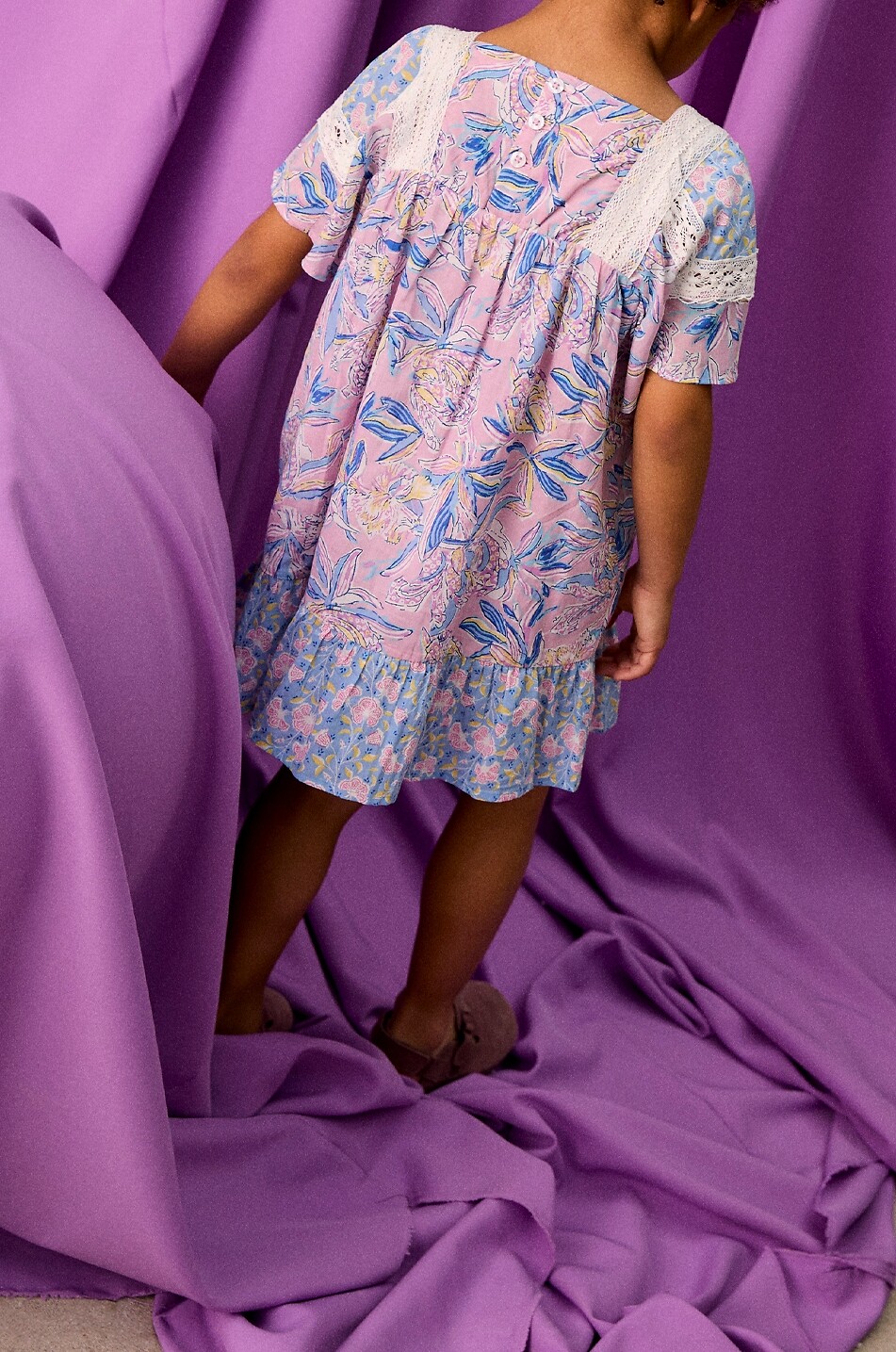 LOUISE MISHA Robe fleurie à manches courtes en coton bio fille Lyana Fille ROSE 3
