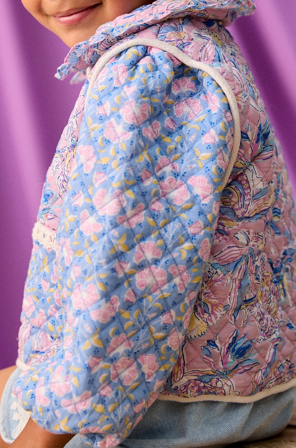LOUISE MISHA Geblümte leichte Mädchen-Steppjacke aus Bio-Baumwolle Joulia Mädchen ROSA 3