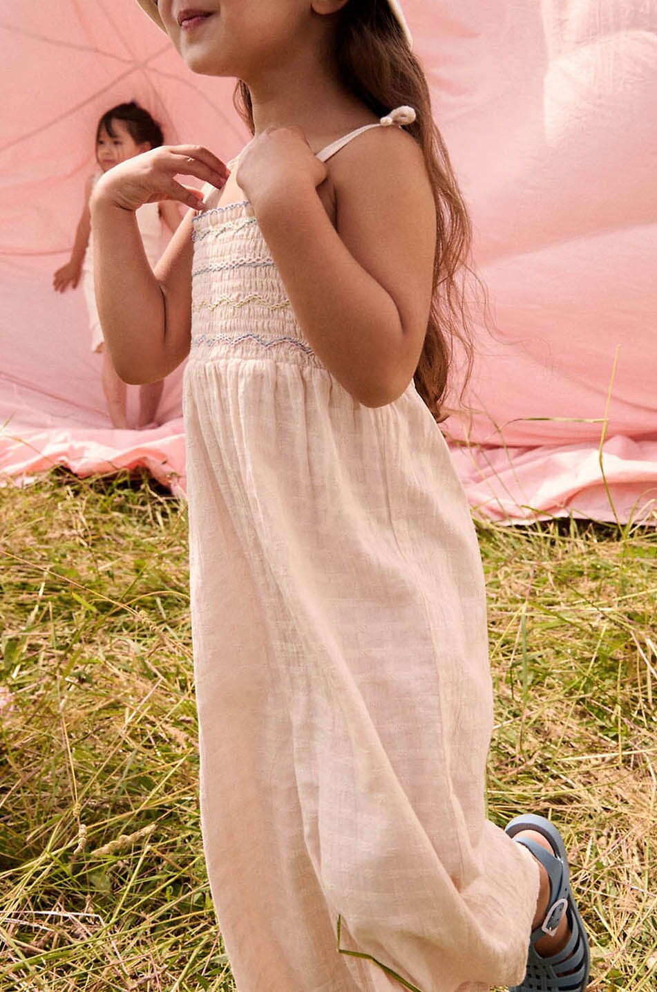LOUISE MISHA Combinaison à bretelles en coton bio fille Morli Fille ROSE CLAIR 5