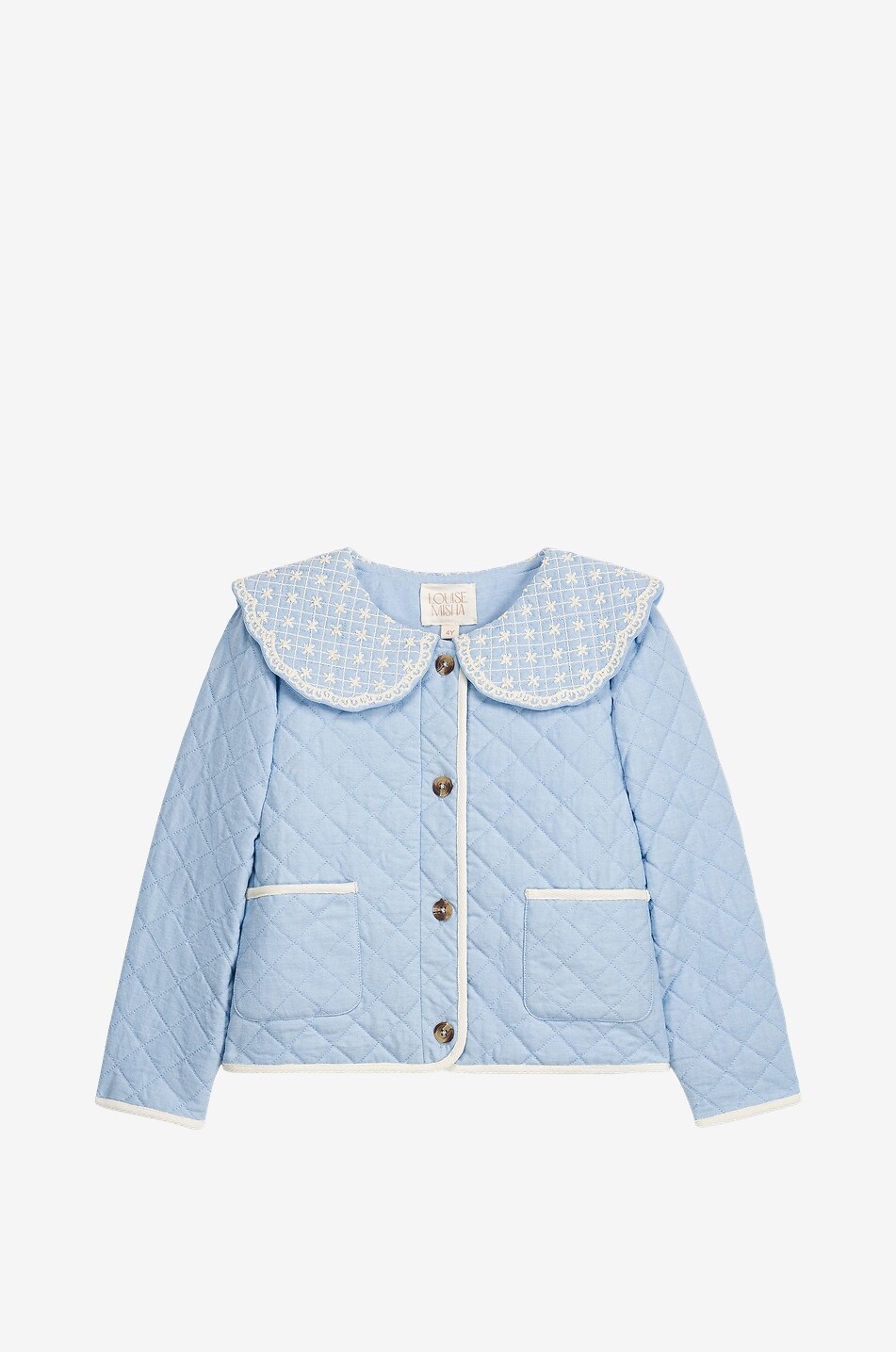LOUISE MISHA Mädchen-Steppjacke aus Bio-Baumwolle mit besticktem Kragen Augustina Mädchen BLAU 1