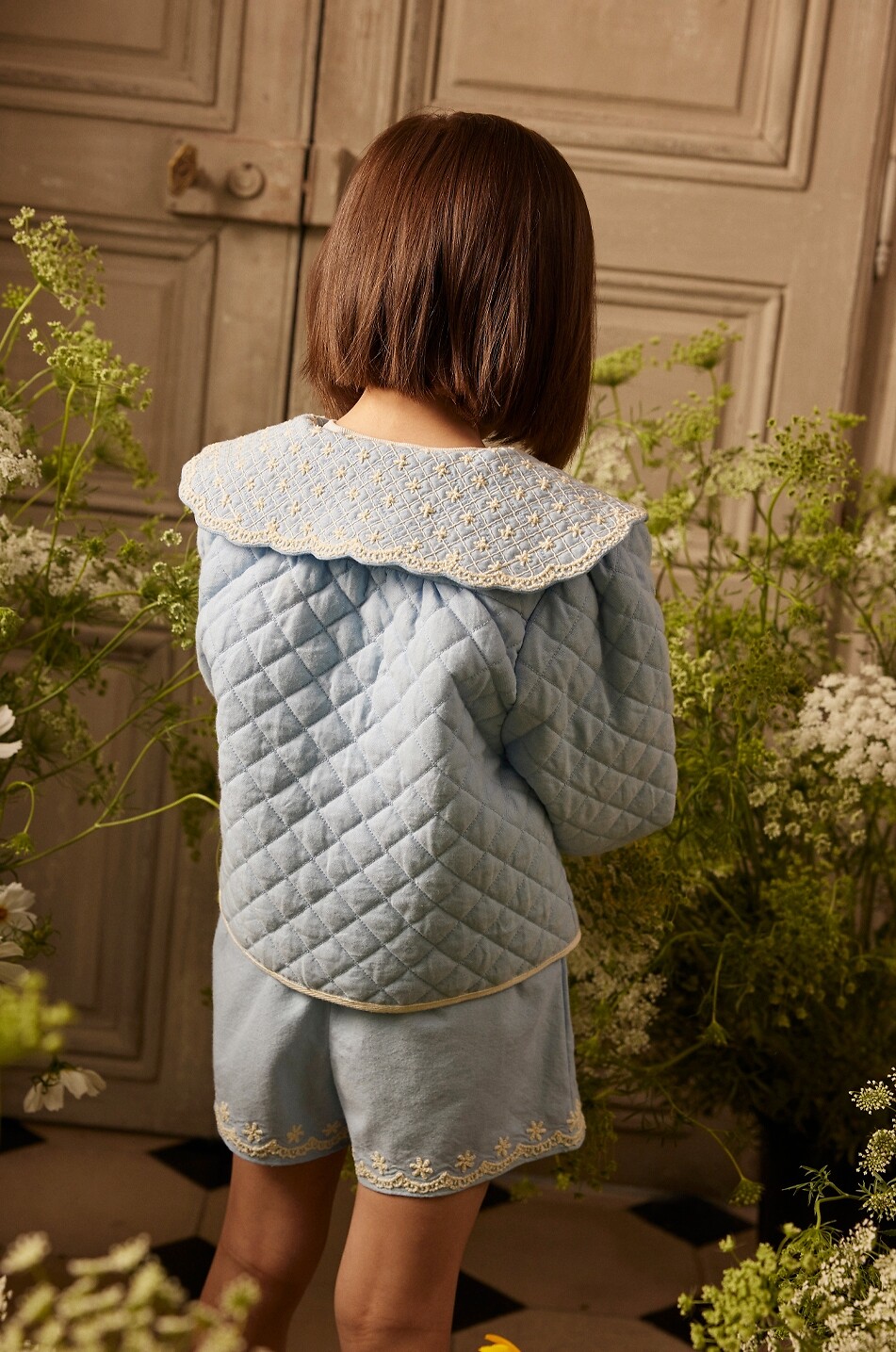 LOUISE MISHA Mädchen-Steppjacke aus Bio-Baumwolle mit besticktem Kragen Augustina Mädchen BLAU 3