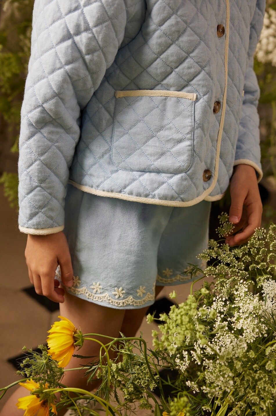 LOUISE MISHA Mädchen-Steppjacke aus Bio-Baumwolle mit besticktem Kragen Augustina Mädchen BLAU 4