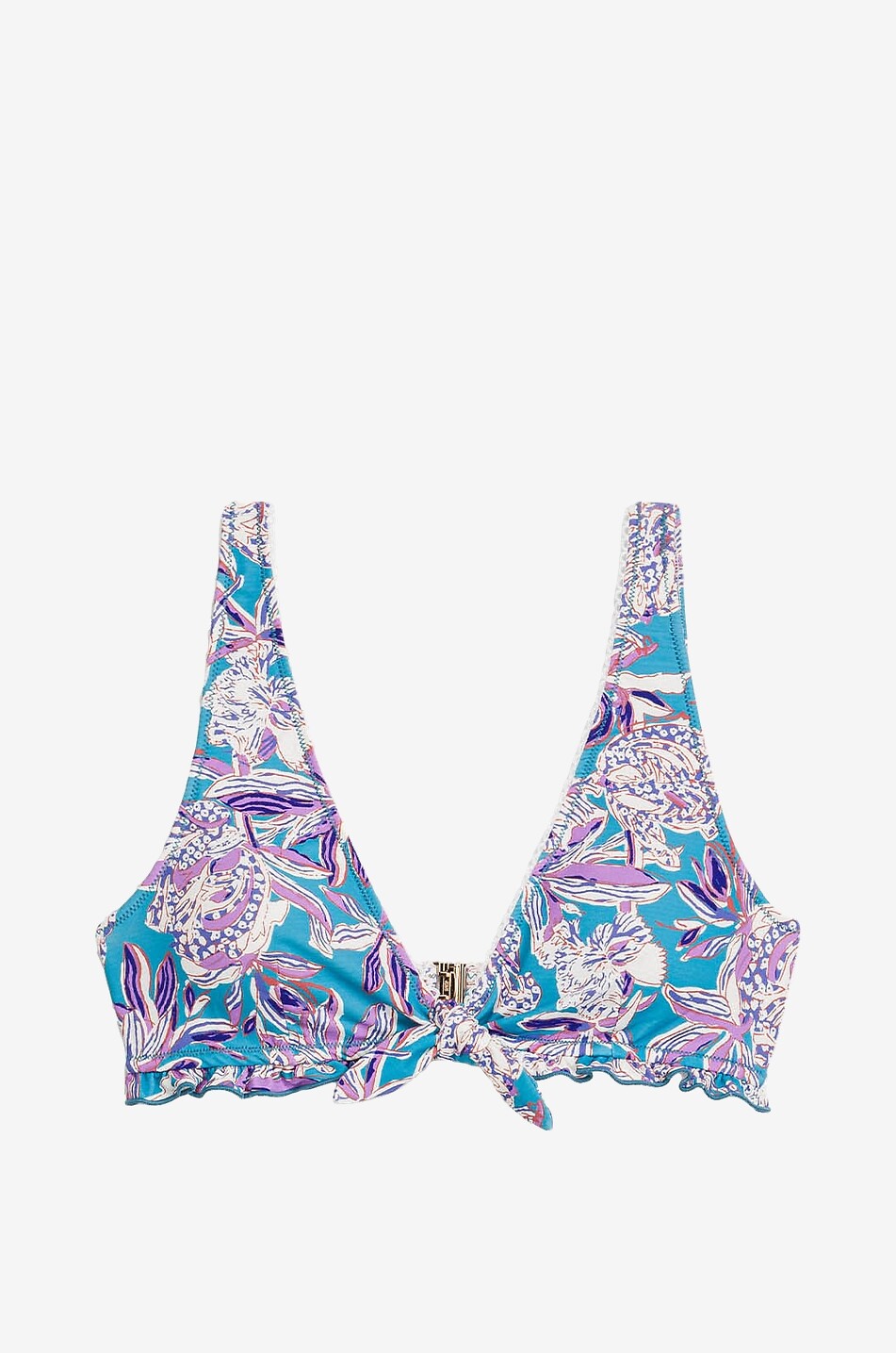 Haut de bikini à col V à imprimé floral Ohau