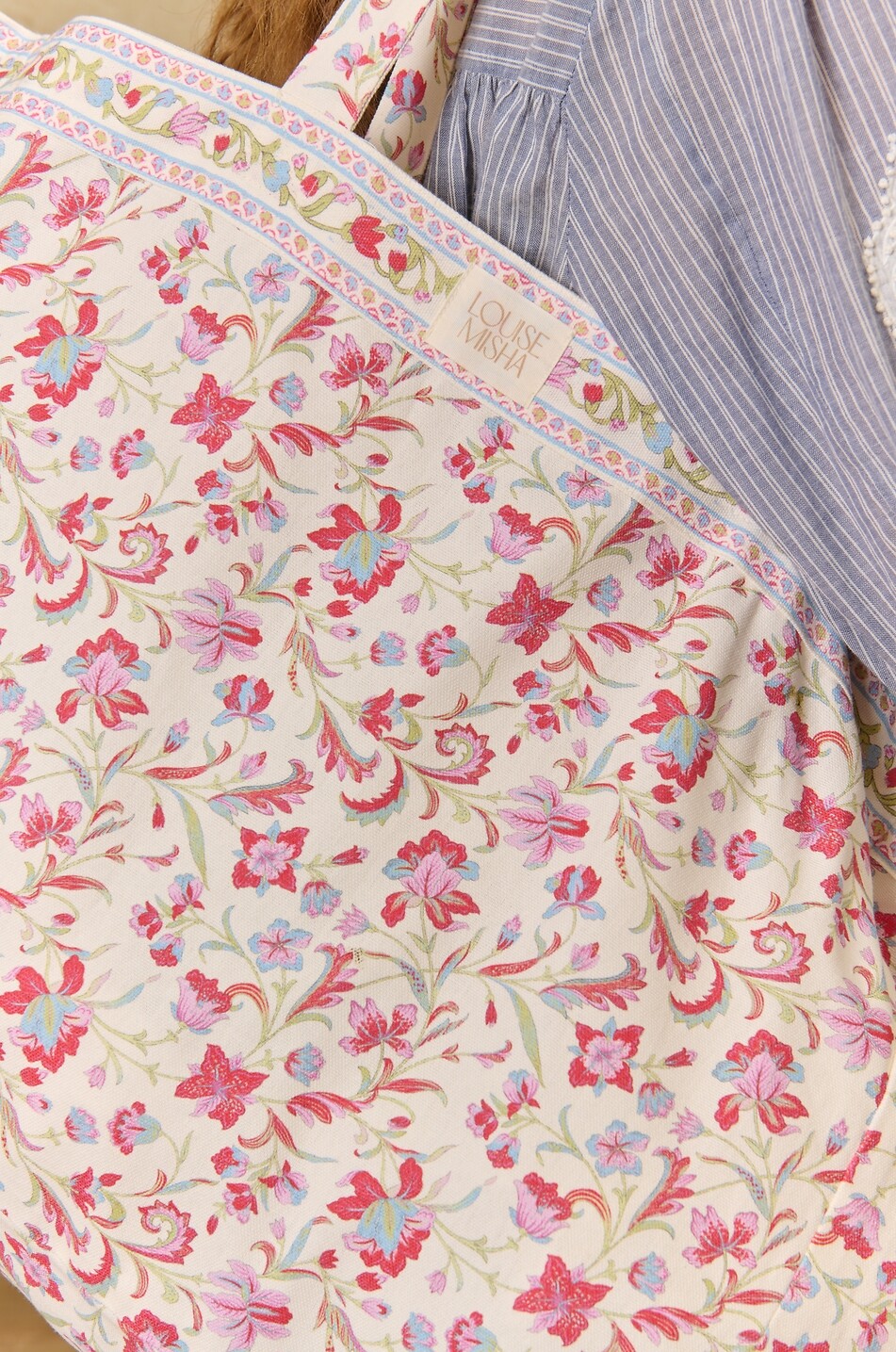 LOUISE MISHA Beverly L Cream Floral Haven floral cotton tote bag Women PINK 3