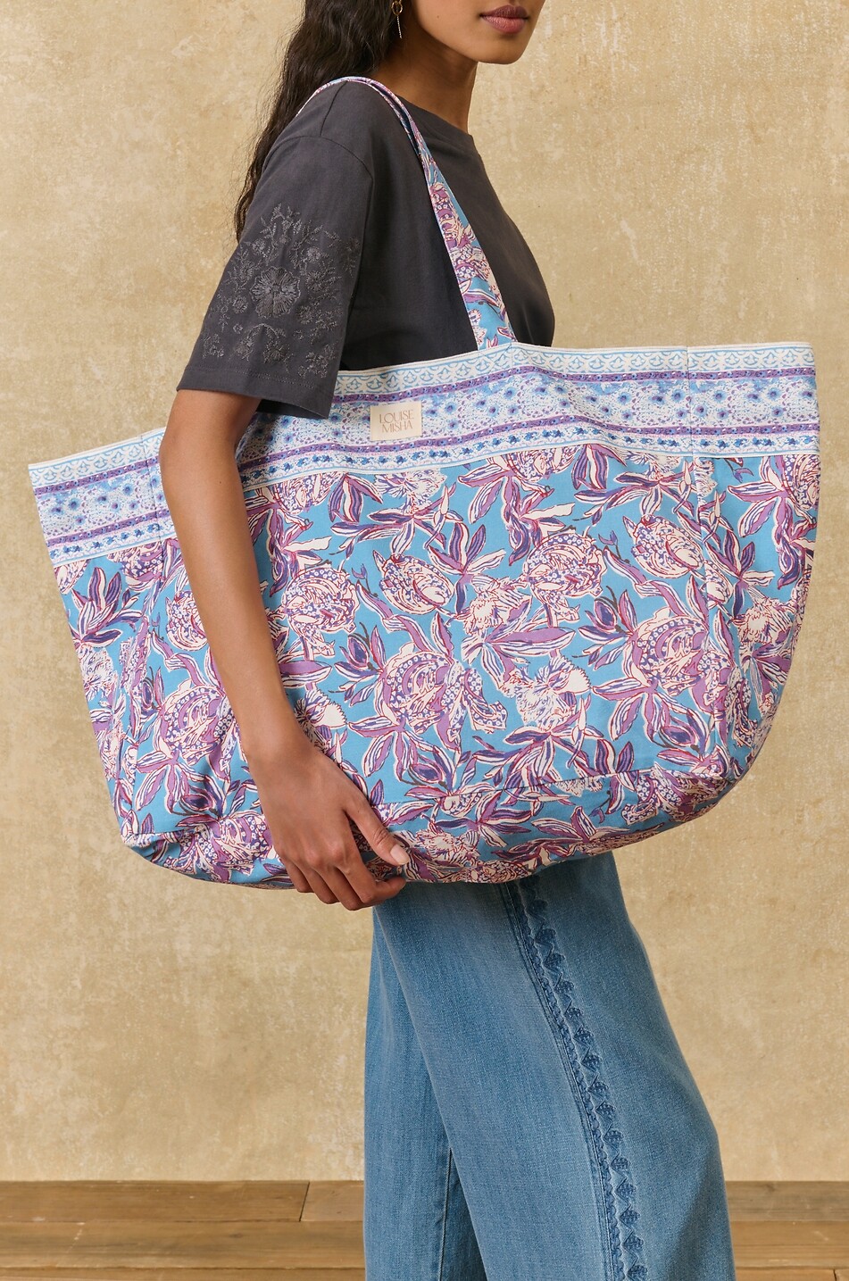 LOUISE MISHA Beverly printed cotton rectangular tote bag Women MULTI COLOURED 2