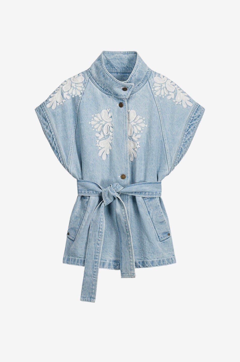 Katja light-washed denim embroidered vest - LOUISE MISHA - LIGHT