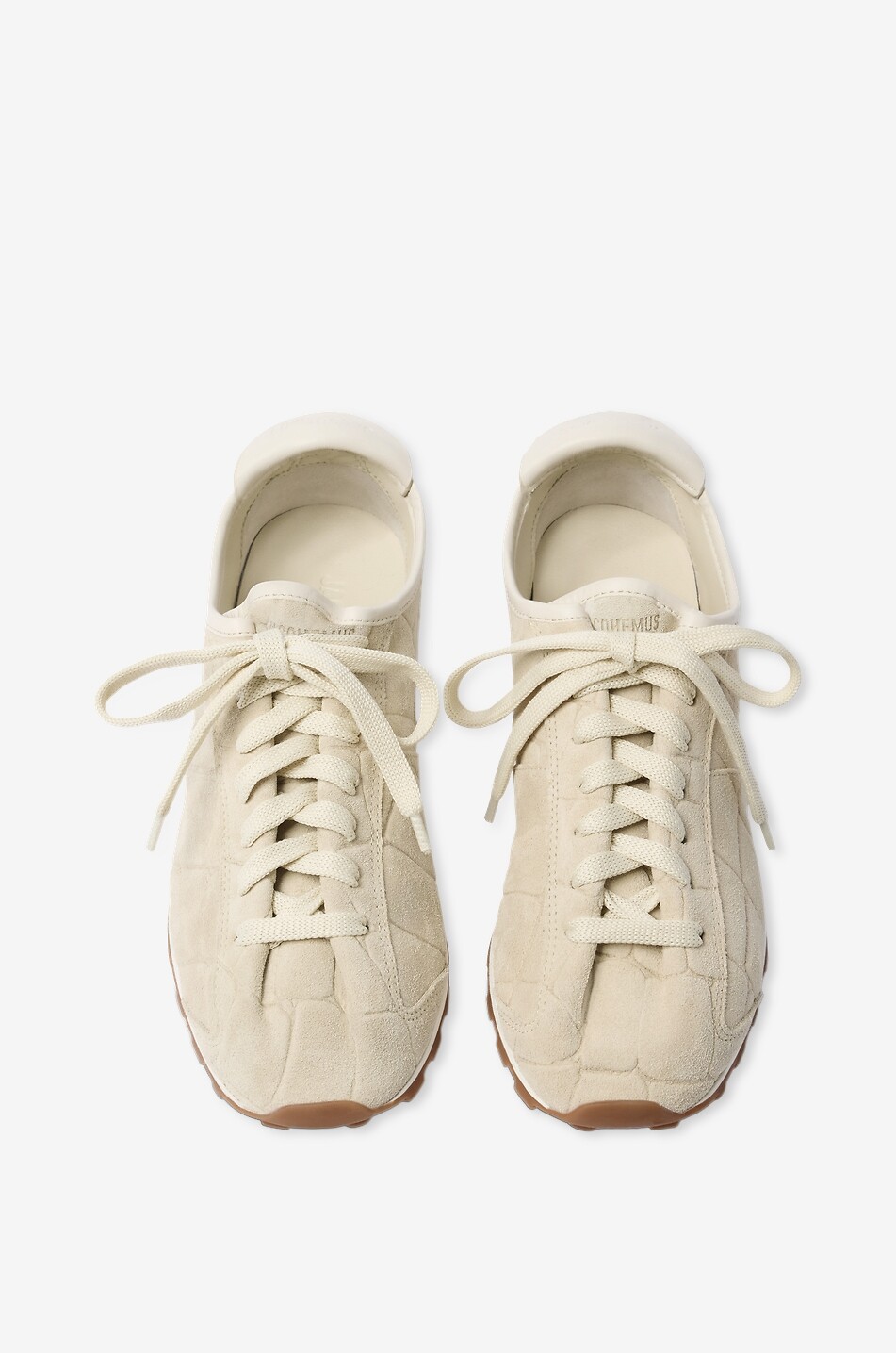 JACQUEMUS Baskets basses à lacets en cuir de veau Les Tennis Femme BLANC CASSE 3