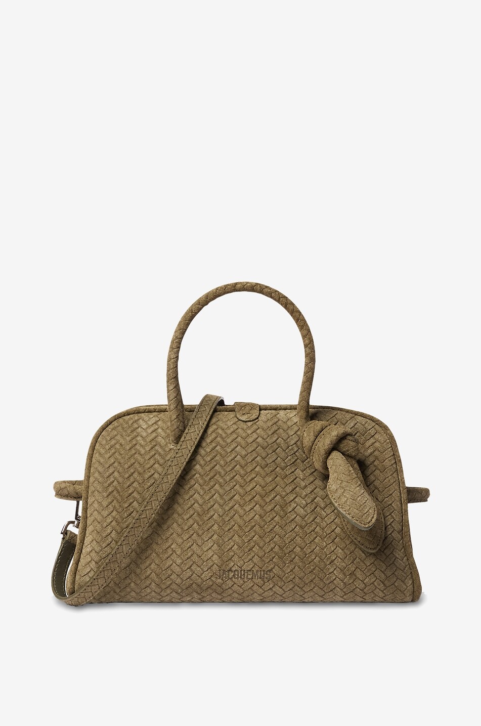 JACQUEMUS Sac porté épaule en cuir de veau chevrons Le Petit Turismo Femme KAKI 1
