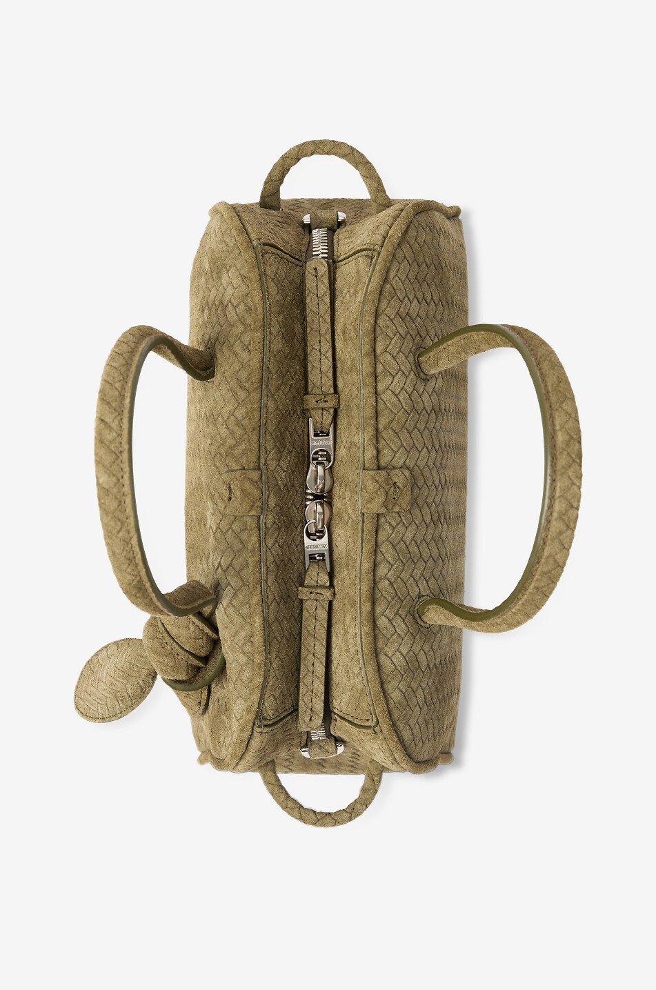 JACQUEMUS Sac porté épaule en cuir de veau chevrons Le Petit Turismo Femme KAKI 4