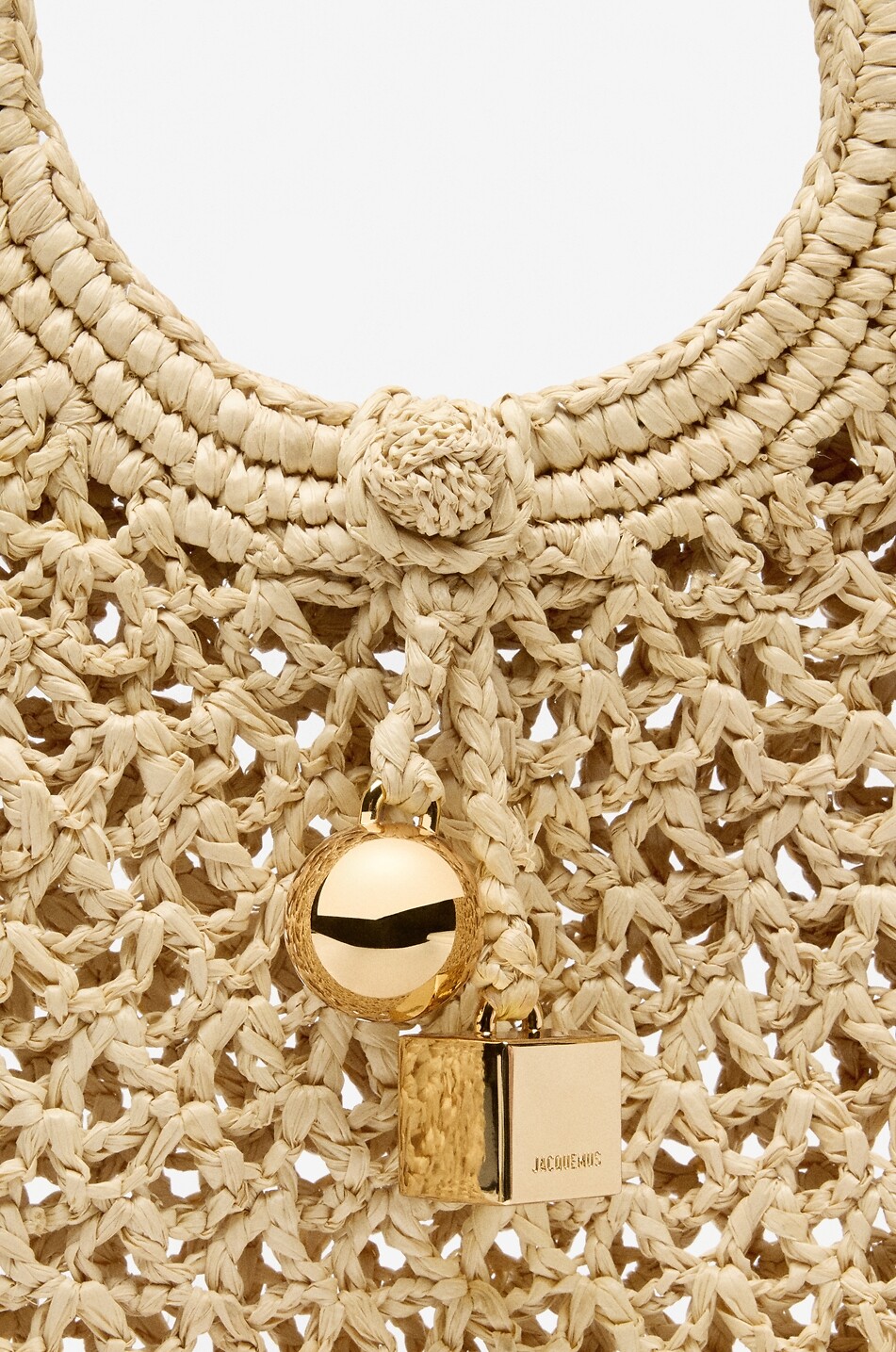 JACQUEMUS Le Petit Rond Spaggia round raffia handbag Women BEIGE 4