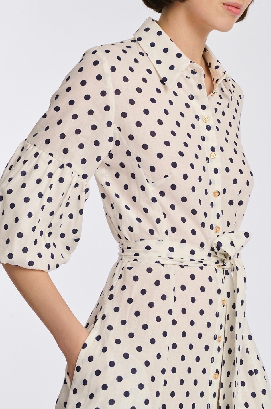 WEILL Adele polka dot cotton midi shirt dress Women EGGSHELL 5