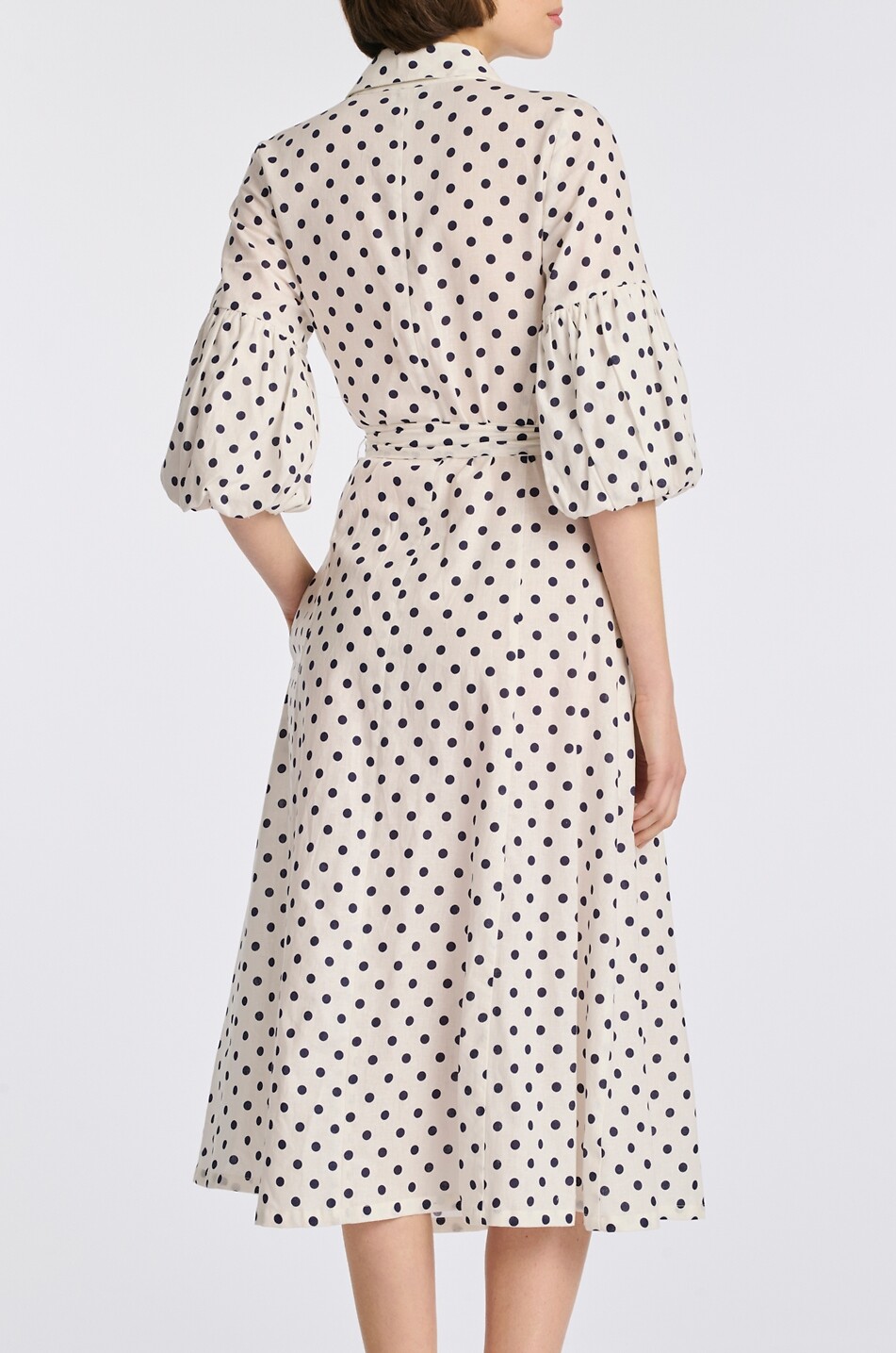 WEILL Adele polka dot cotton midi shirt dress Women EGGSHELL 3