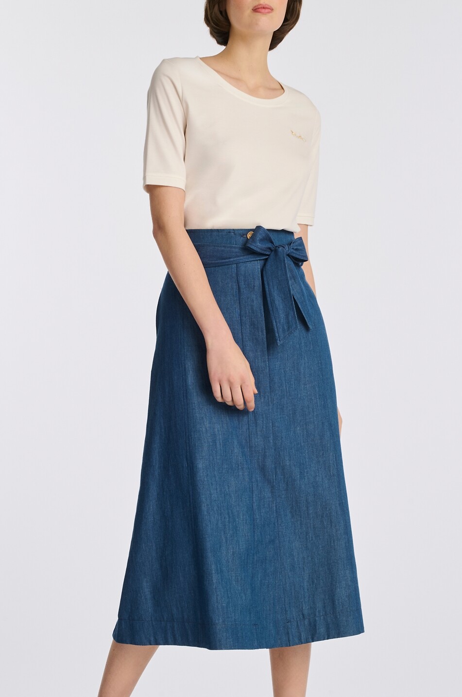 WEILL Jupe longue en denim de coton et viscose Femme BLEU 5