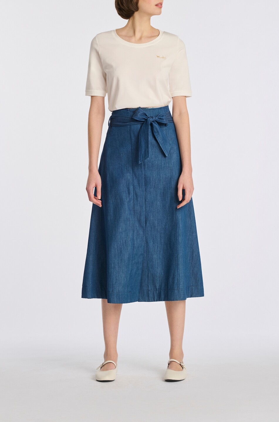 WEILL Jupe longue en denim de coton et viscose Femme BLEU 2