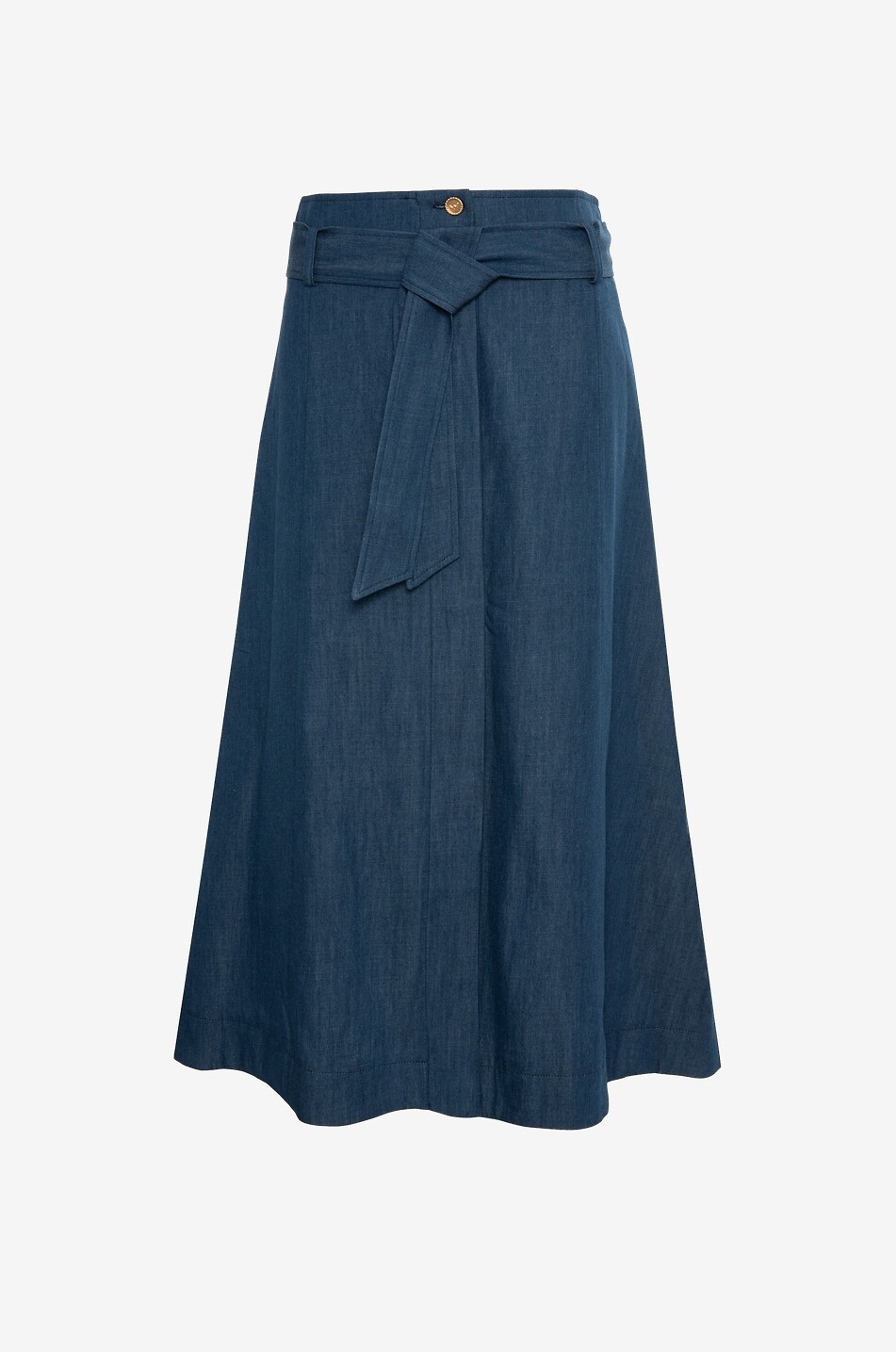 Jupe longue en denim de coton et viscose