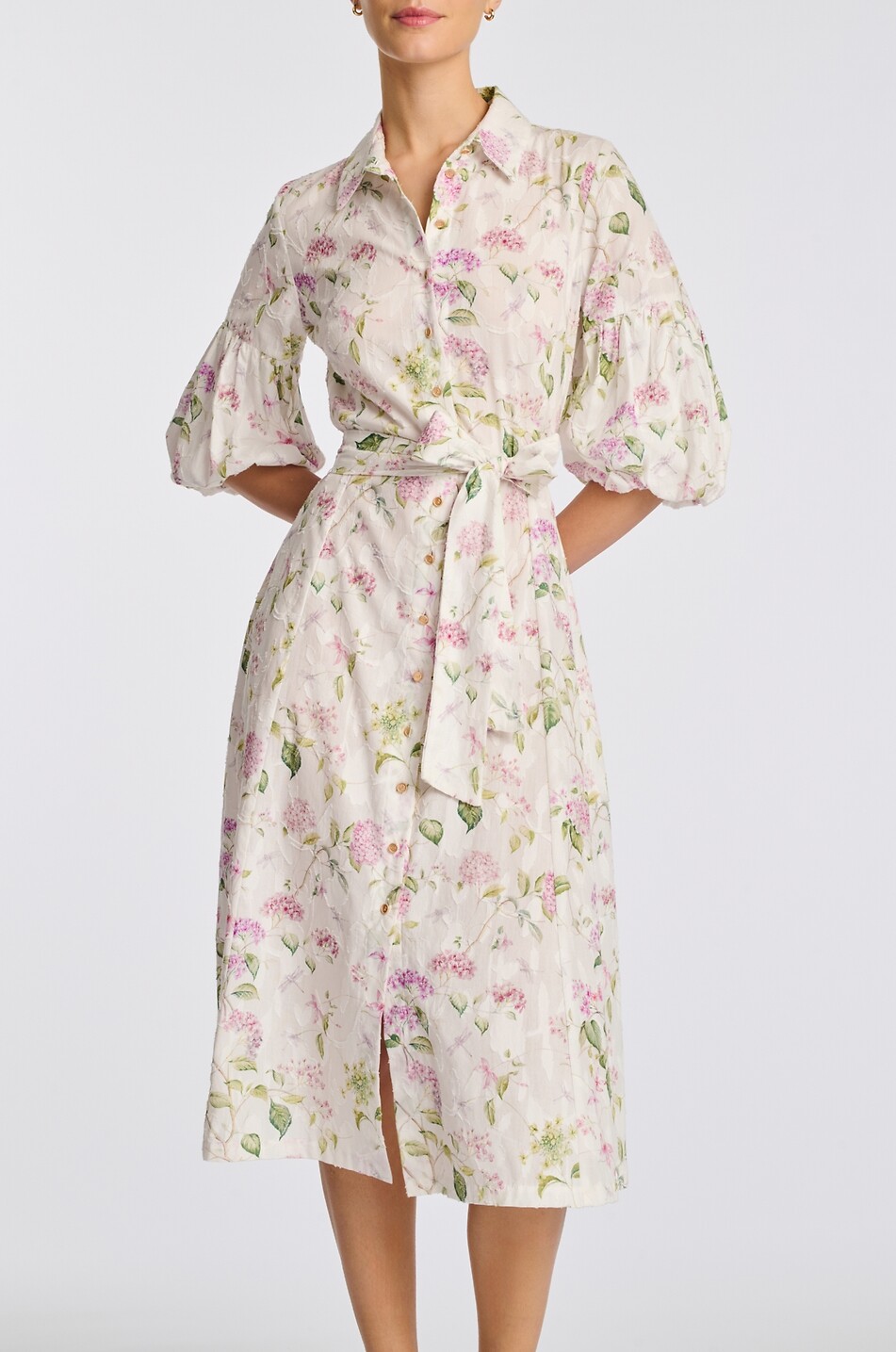 WEILL Quessy cotton puff-sleeved midi shirt dress Women MULTI COLOURED 5