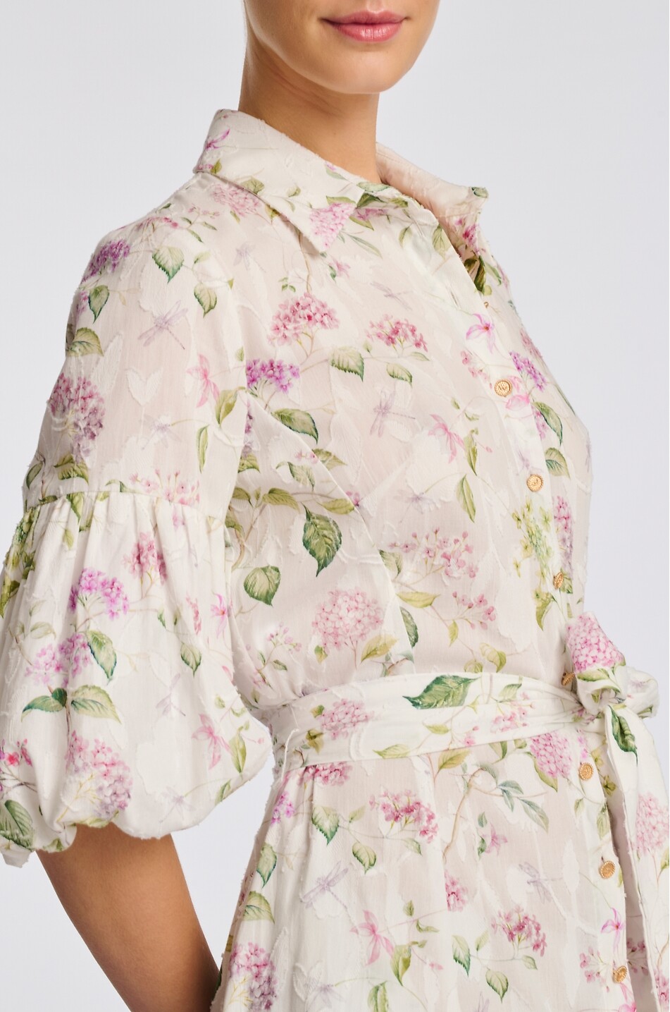 WEILL Quessy cotton puff-sleeved midi shirt dress Women MULTI COLOURED 4