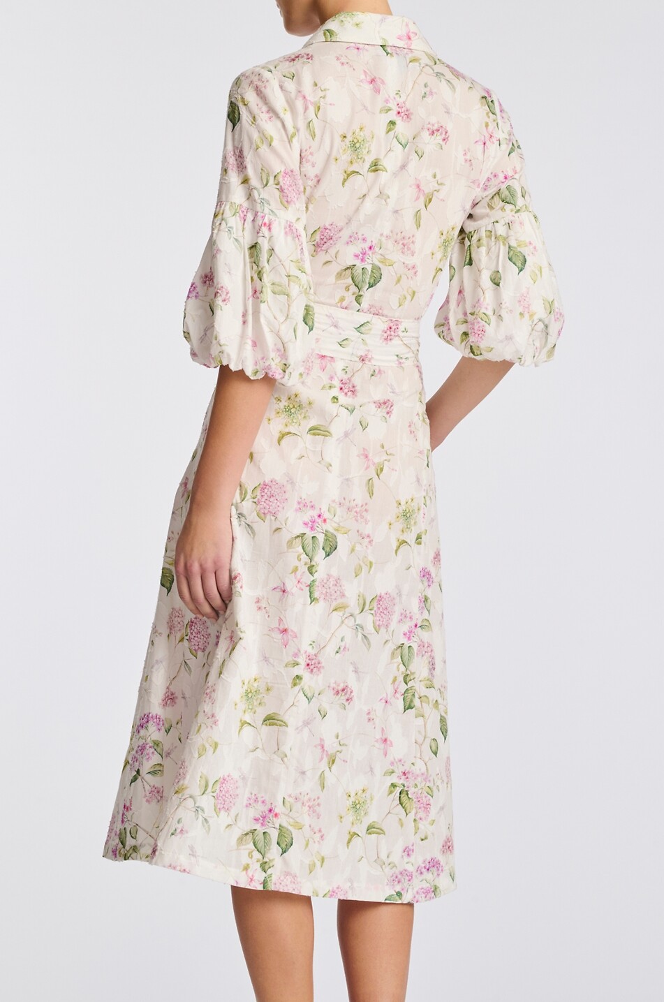 WEILL Quessy cotton puff-sleeved midi shirt dress Women MULTI COLOURED 3