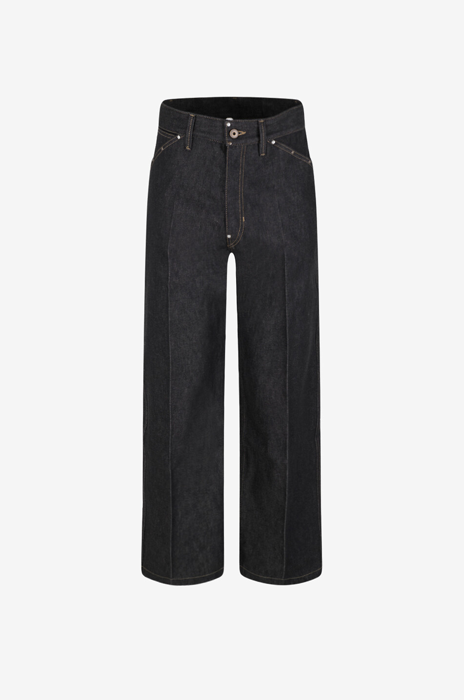 LEMAIRE Ardoise wide cropped rivetted denim trousers Men DARK GREY 1