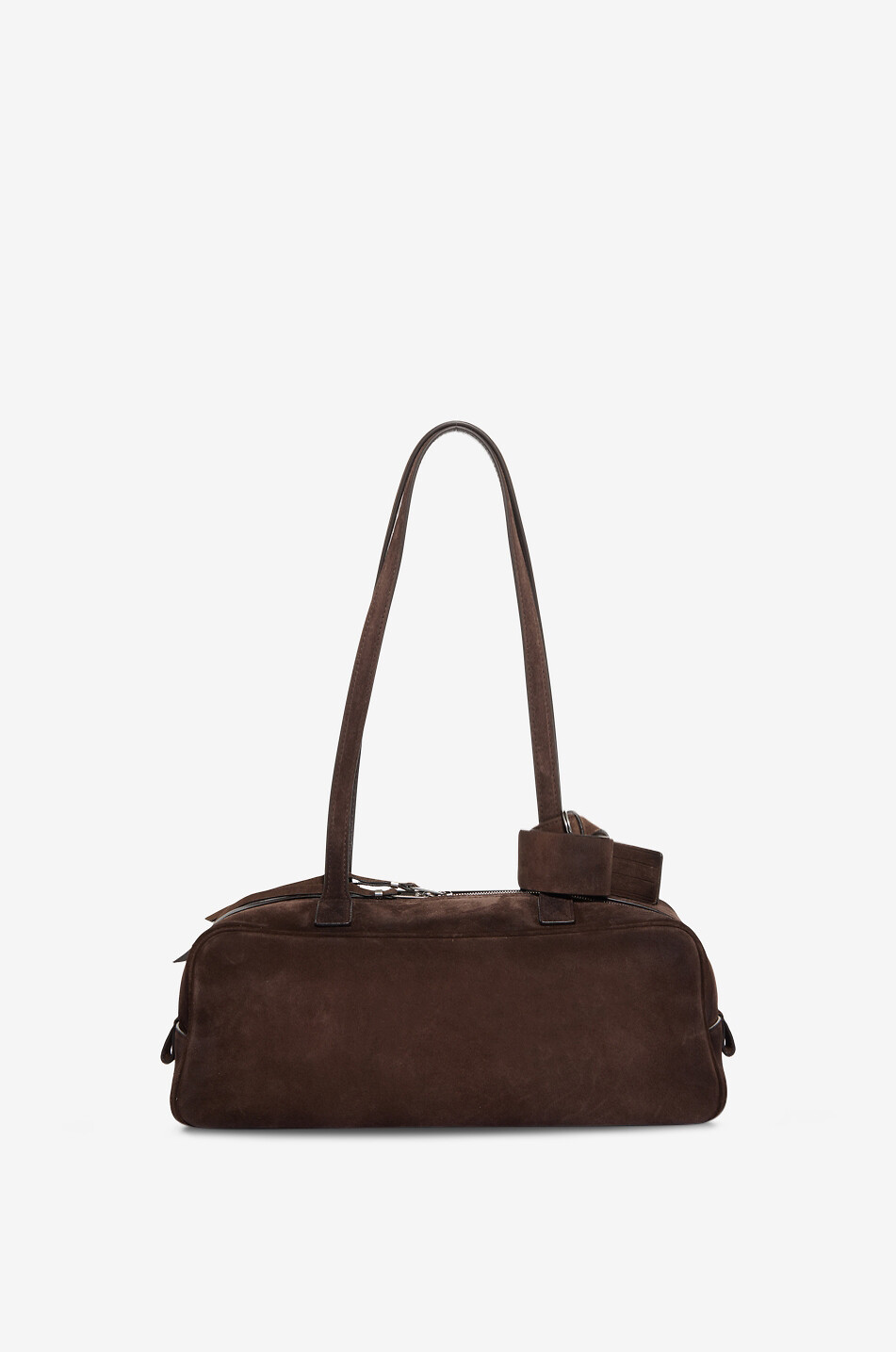 BALENCIAGA Sac à main bowling en daim ciré Carrie Small Femme MARRON FONCÉ 3