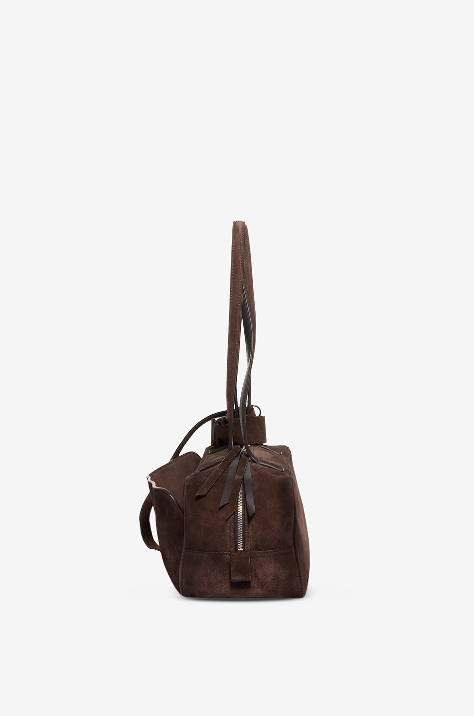 BALENCIAGA Sac à main bowling en daim ciré Carrie Small Femme MARRON FONCÉ 4