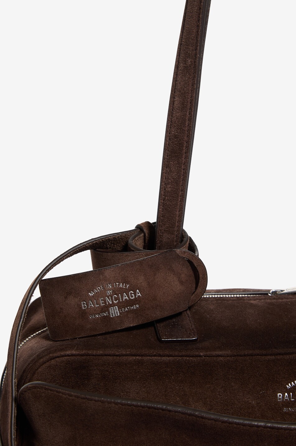 BALENCIAGA Sac à main bowling en daim ciré Carrie Small Femme MARRON FONCÉ 5