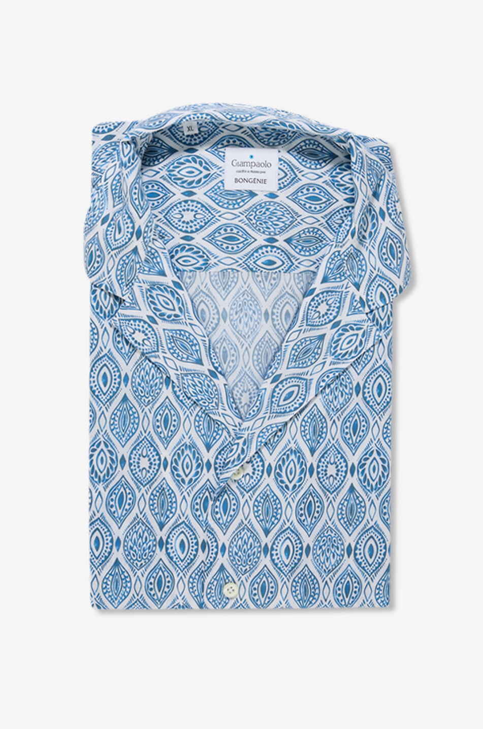 GIAMPAOLO Bedrucktes Kurzarm-Hemd aus Baumwolle Herren MITTELBLAU 1