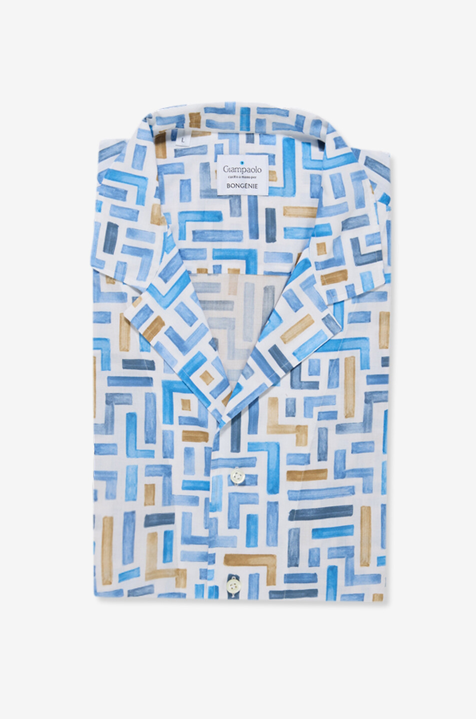 Kurzarm-Hemd aus Baumwolle mit Labyrinth-Print