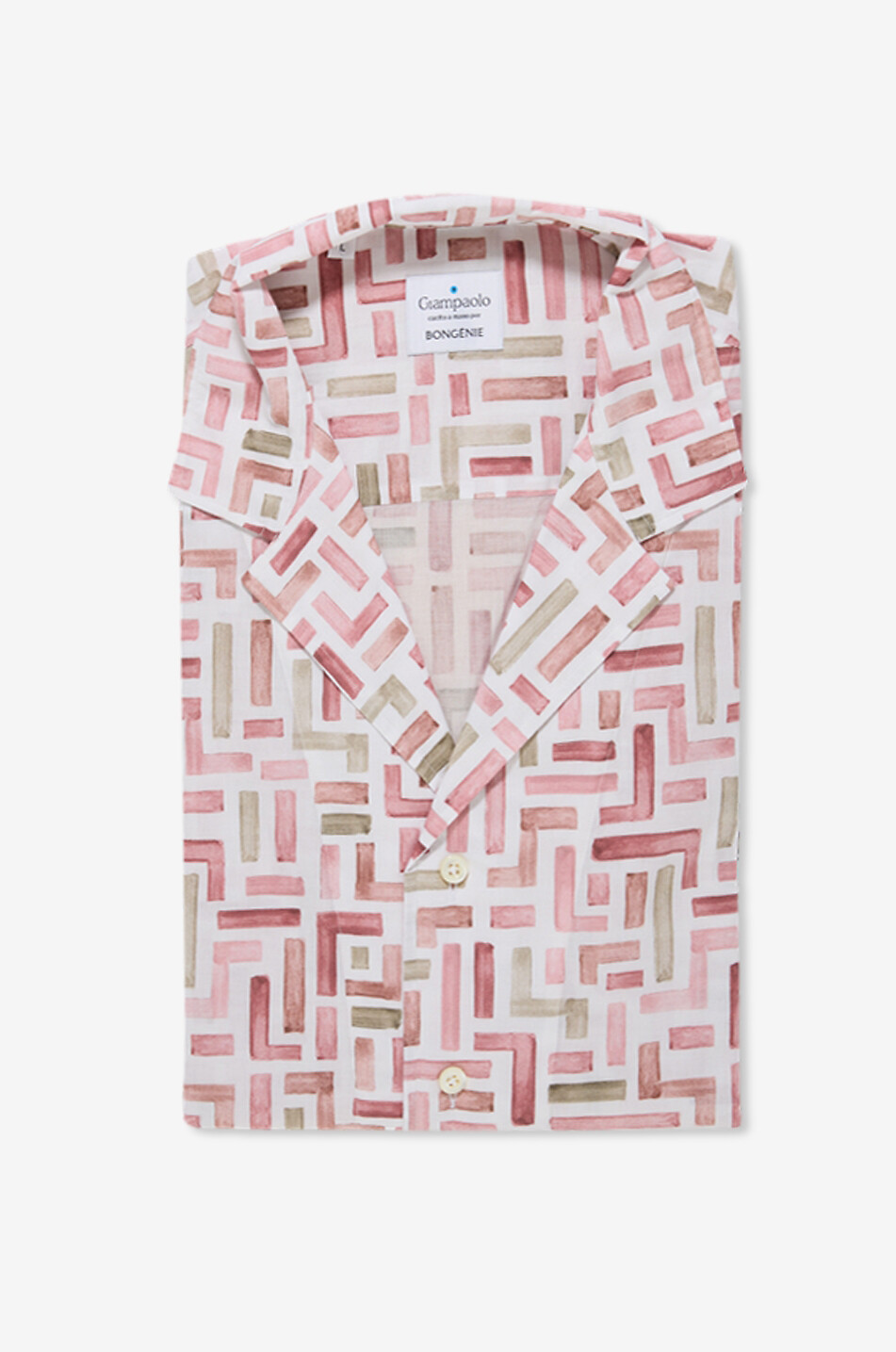 Labyrinth-printed short-sleeved cotton shirt