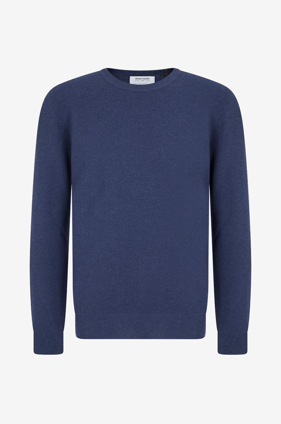 Round neck piqué cotton jumper