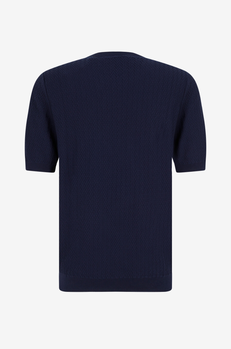 GRAN SASSO Herringbone knit short-sleeved cotton jumper Men DARK BLUE 2