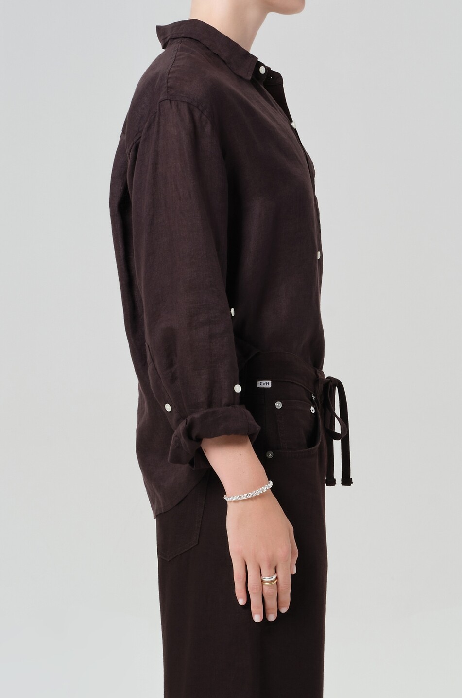 CITIZENS OF HUMANITY Kayla linen long-sleeved shirt Women DARK BROWN 5