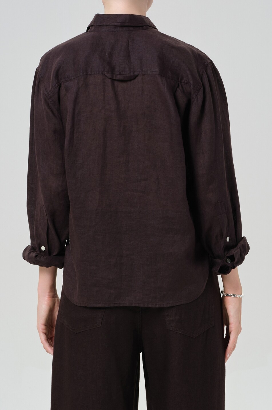 CITIZENS OF HUMANITY Kayla linen long-sleeved shirt Women DARK BROWN 3