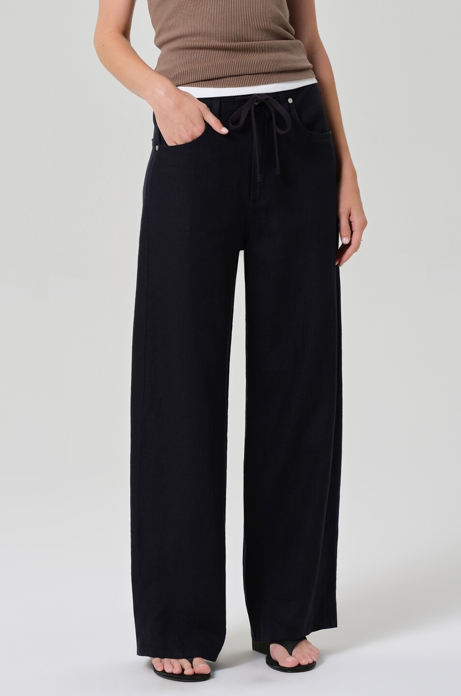 CITIZENS OF HUMANITY Brynn linen pyjama bottoms with drawstring waist Women DARK BLUE 4