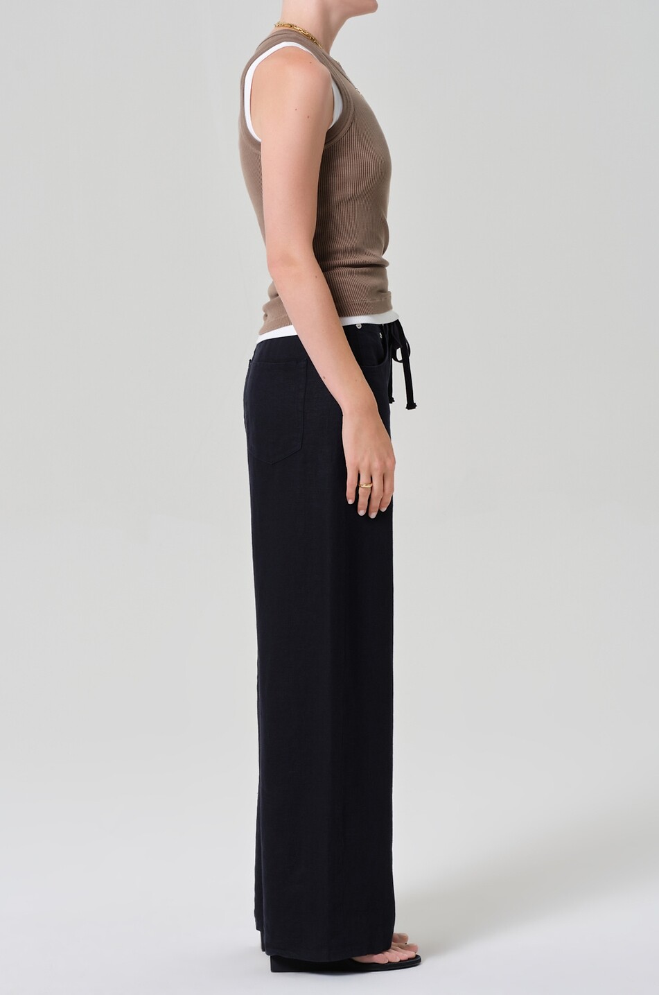 CITIZENS OF HUMANITY Brynn linen pyjama bottoms with drawstring waist Women DARK BLUE 5