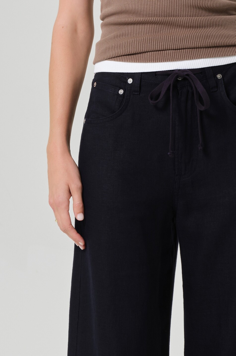 CITIZENS OF HUMANITY Brynn linen pyjama bottoms with drawstring waist Women DARK BLUE 6