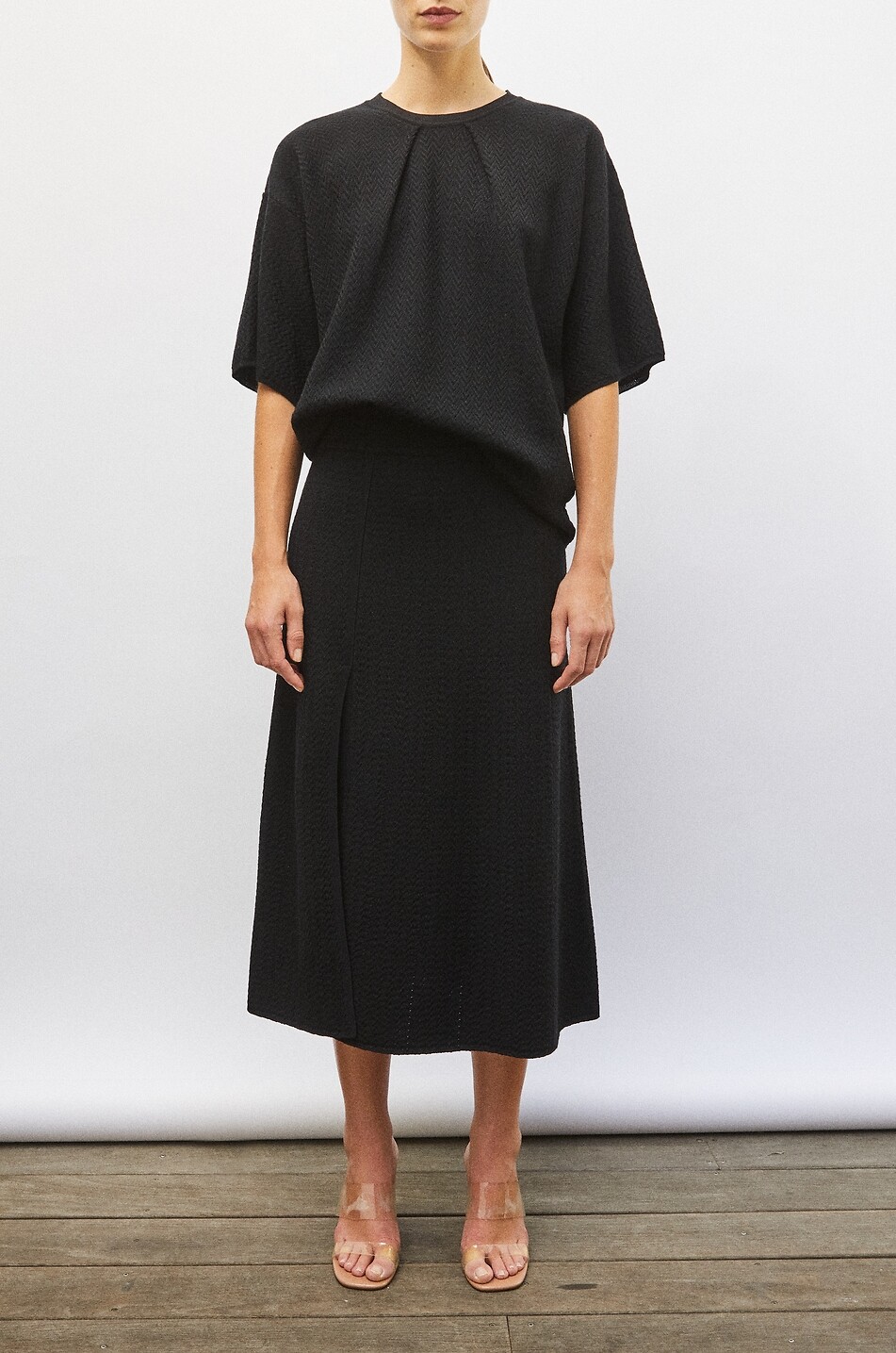 MOLLI Jupe longue à chevrons en maille Egérie Femme NOIR 2