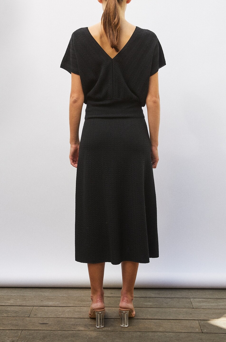 MOLLI Jupe longue à chevrons en maille Egérie Femme NOIR 3