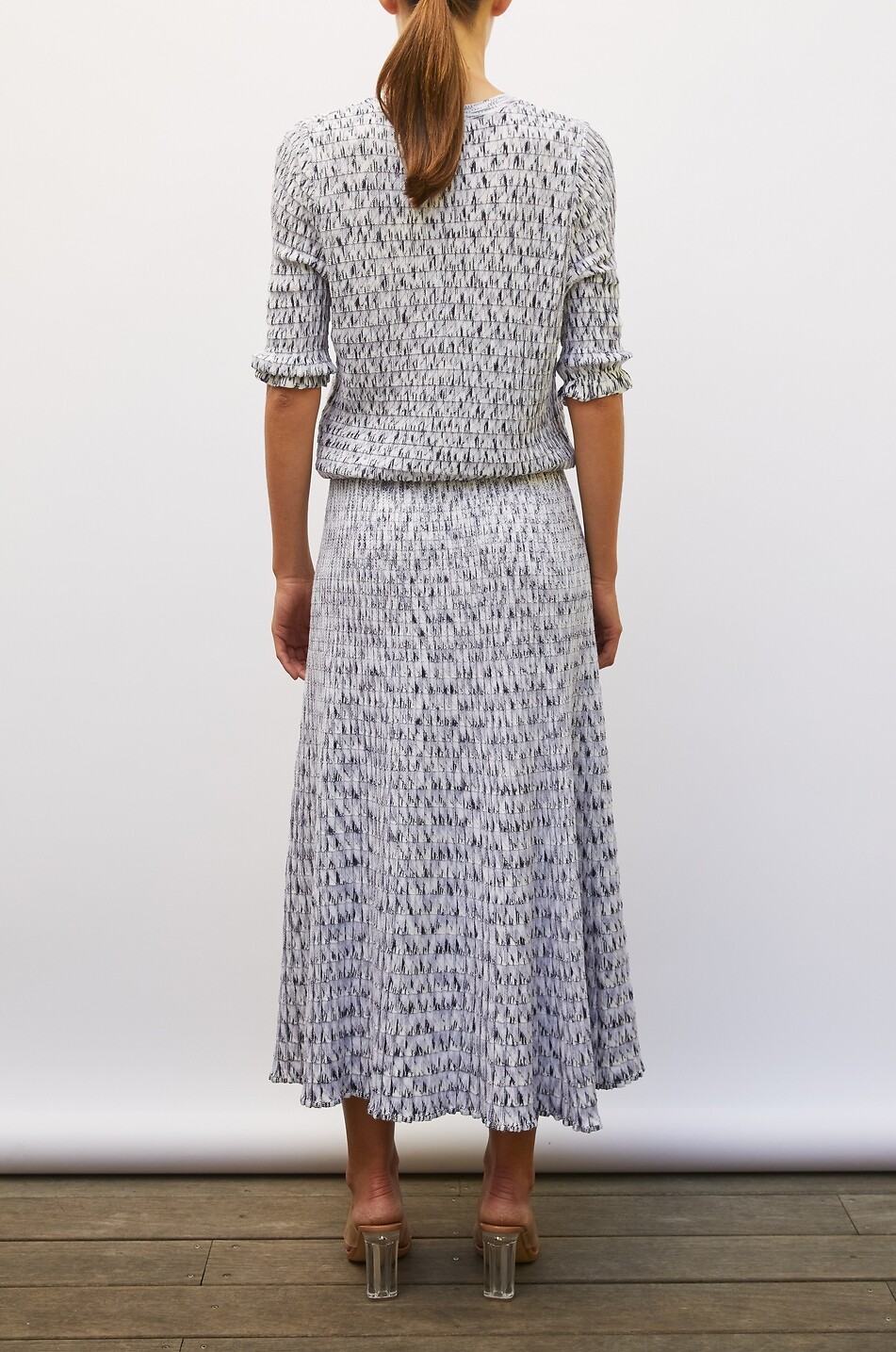 MOLLI Cocktail wool blend flared midi origami knit skirt Women GREY 3