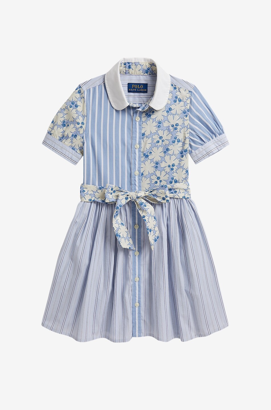 Poplin cotton shirt dress with patterns