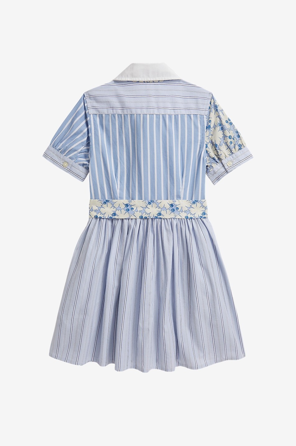 POLO RALPH LAUREN Poplin cotton shirt dress with patterns Girl LIGHT BLUE 2