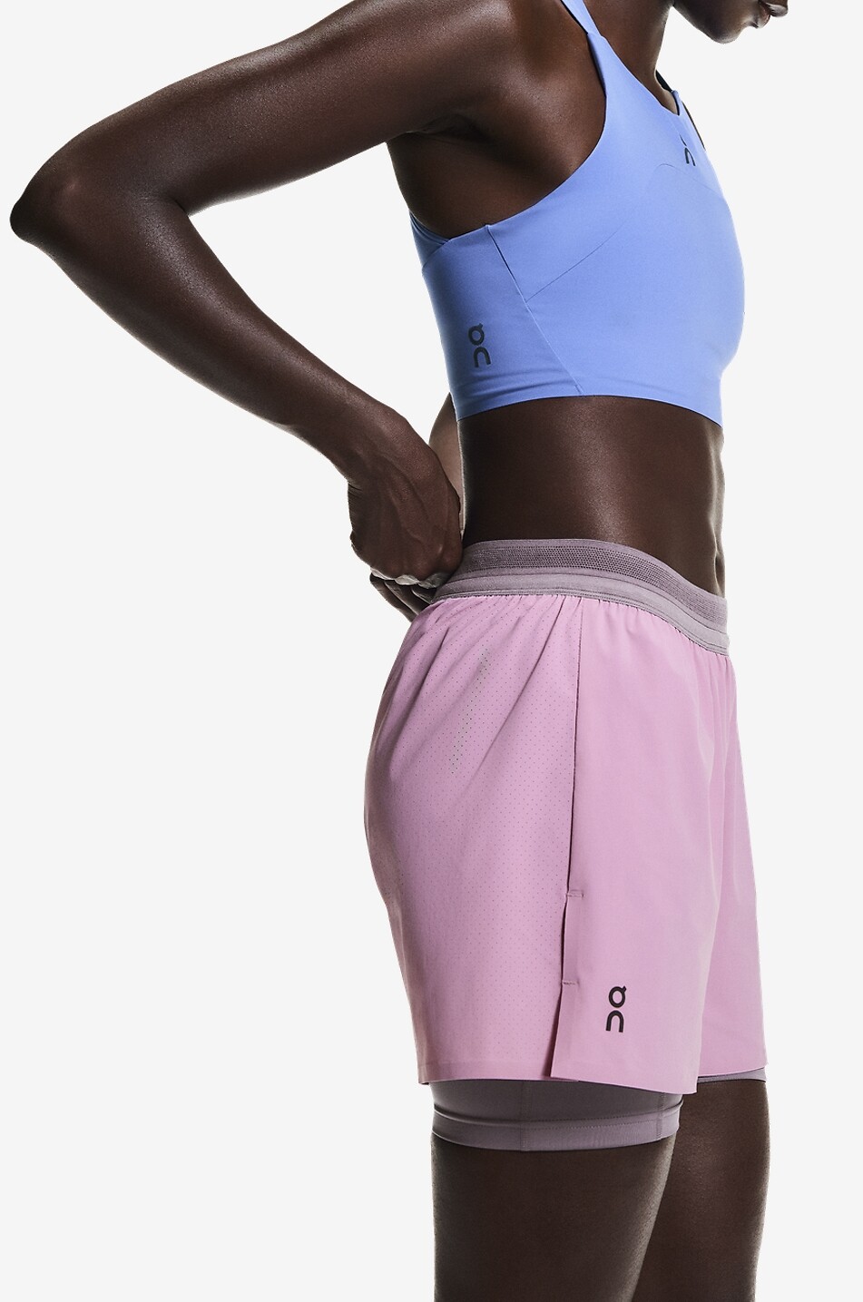 ON Short de running Performance 2/1 Femme ROSE CLAIR 3