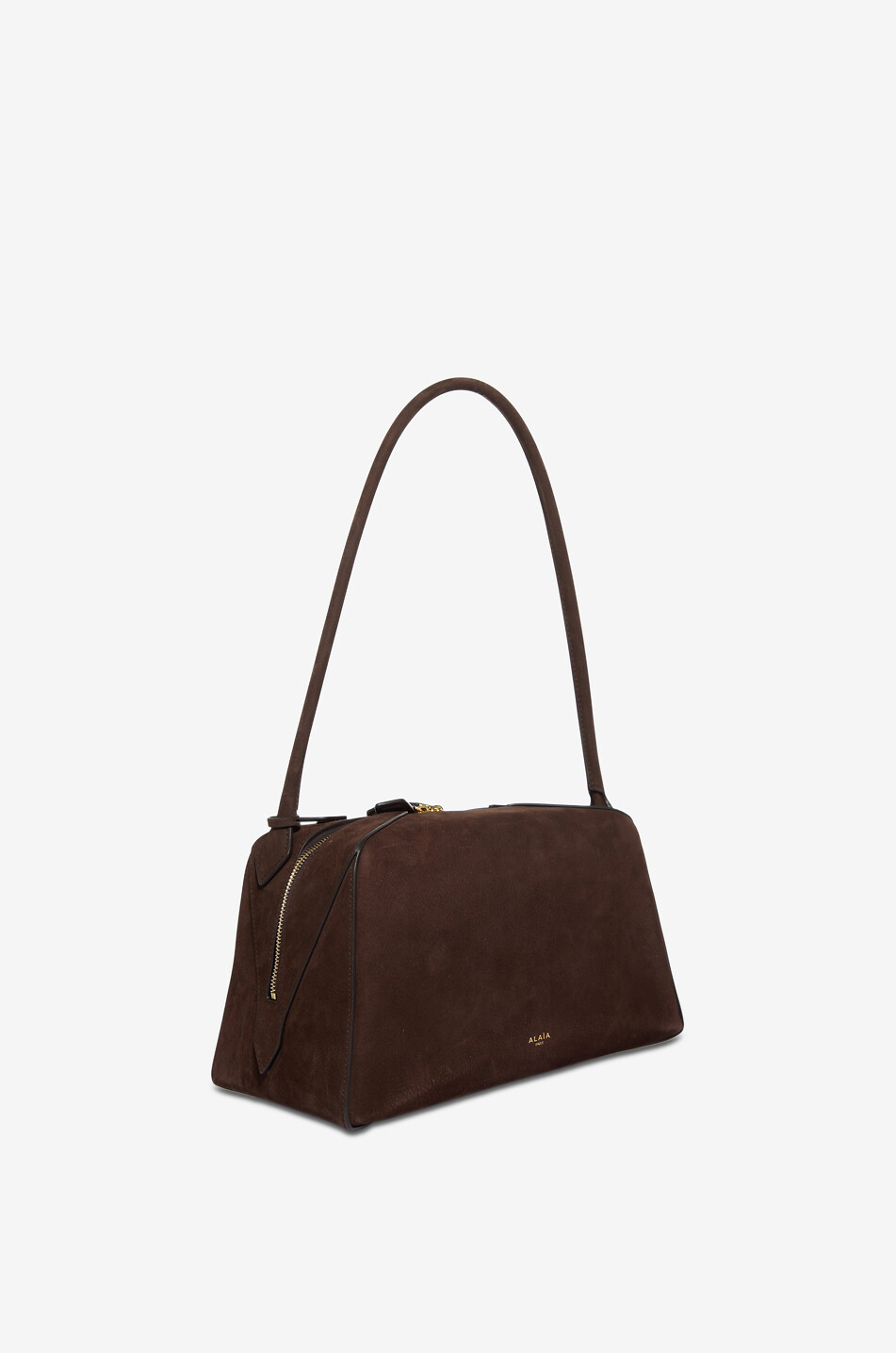 ALAÏA Sac bowling en cuir de veau vieilli Le Bouledogue Medium Femme MARRON FONCÉ 2