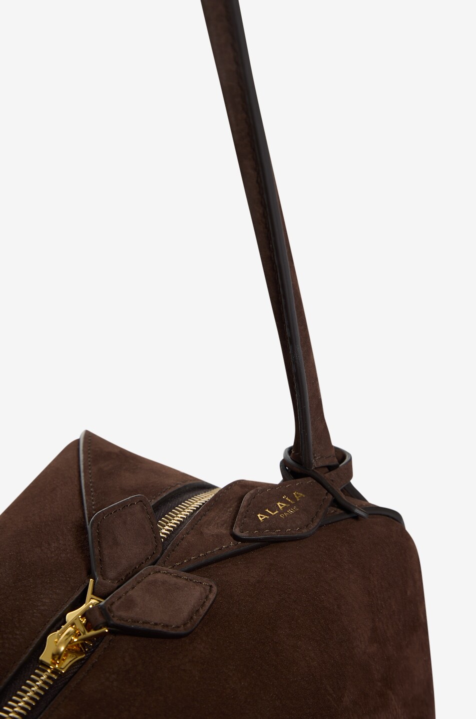 ALAÏA Sac bowling en cuir de veau vieilli Le Bouledogue Medium Femme MARRON FONCÉ 5