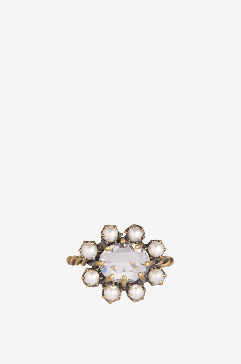 TATABORELLO Bague ornée de cristaux et perles Chiffon Femme BLANC 2