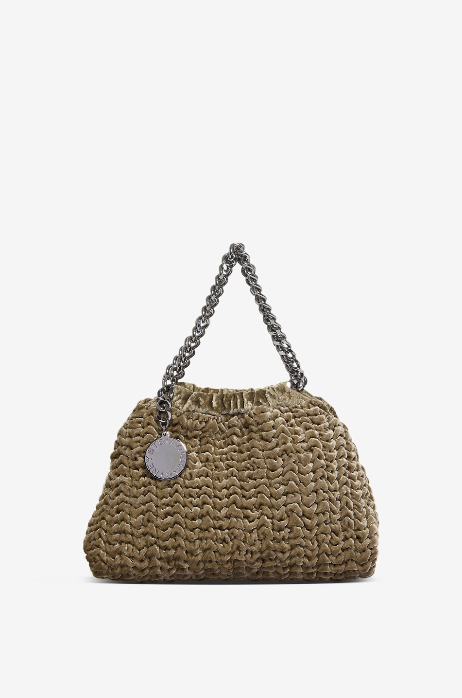 Falabella Drawstring Mini embroidered velvet shoulder bag
