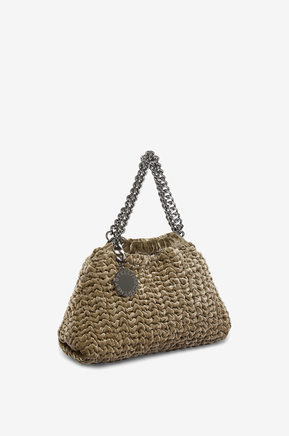 STELLA McCARTNEY Falabella Drawstring Mini embroidered velvet shoulder bag Women BEIGE 2